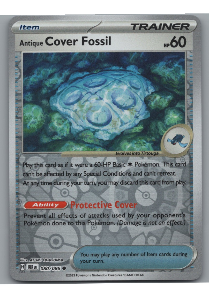 Antique Cover Fossil - Black Bolt - #080 - Reverse Holo